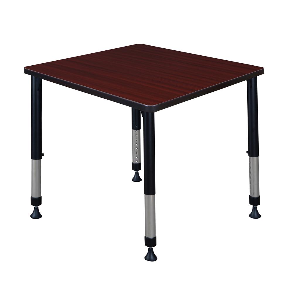 Kee 30" Square Height Adjustable Classroom Table - Mahogany. Picture 1