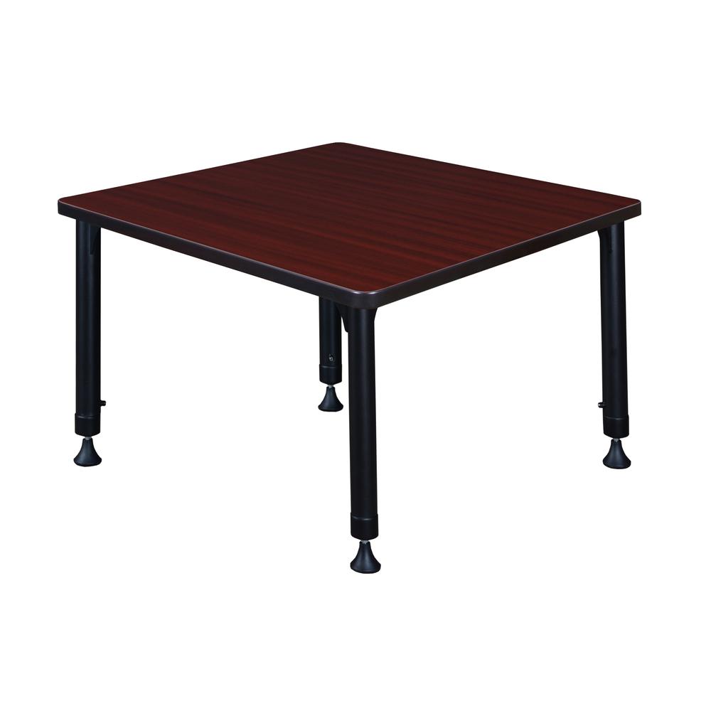 Kee 30" Square Height Adjustable Classroom Table - Mahogany. Picture 3