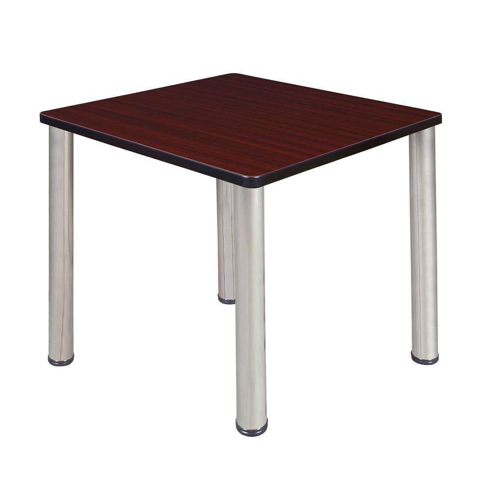Kee 30" Square Breakroom Table- Mahogany/ Chrome. Picture 1
