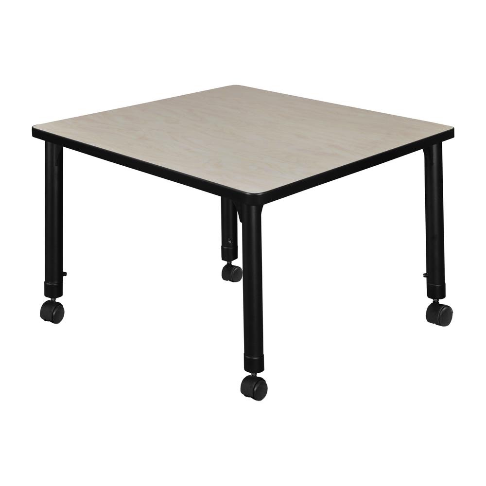 Kee 30" Square Height Adjustable Mobile Classroom Table - Maple. Picture 2
