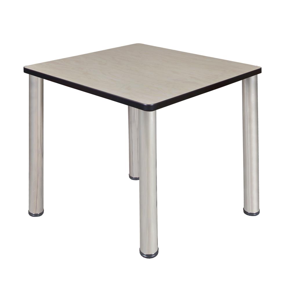 Kee 30" Square Breakroom Table- Maple/ Chrome. Picture 1