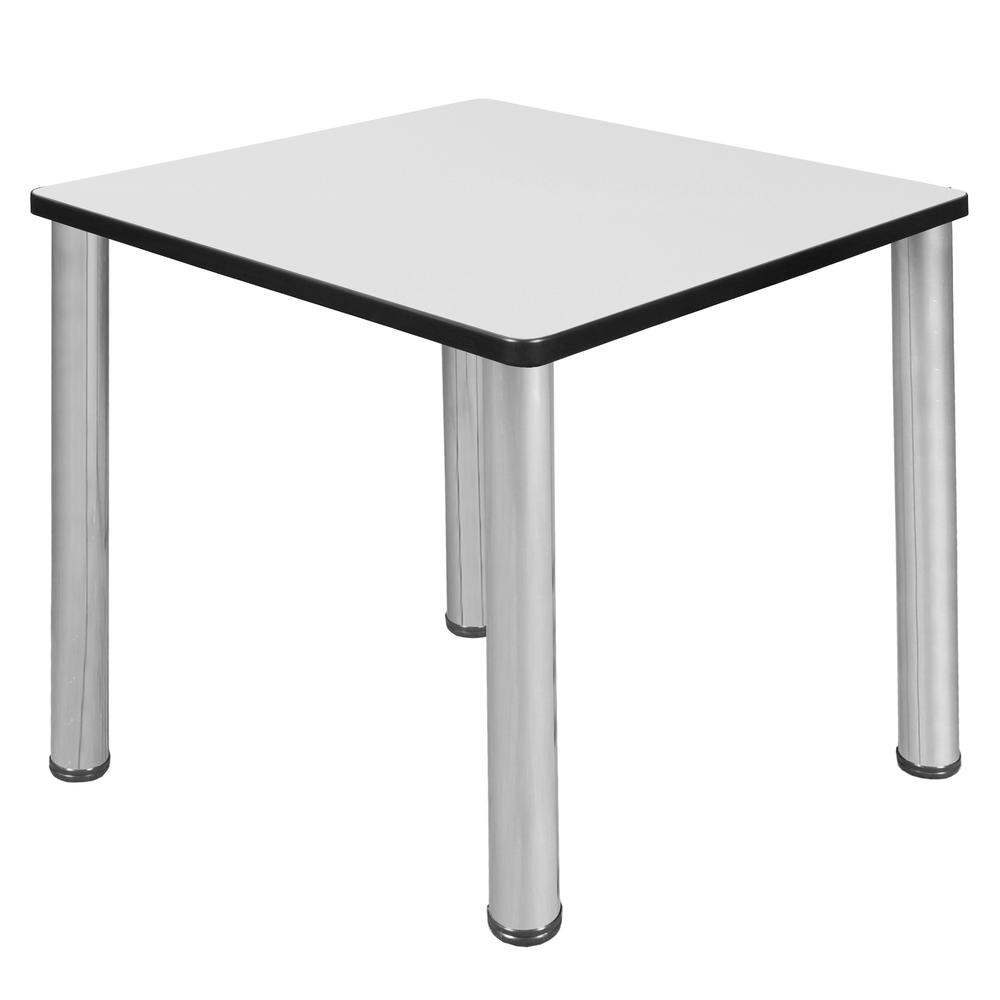 Kee 30" Square Breakroom Table- White/ Chrome. Picture 1
