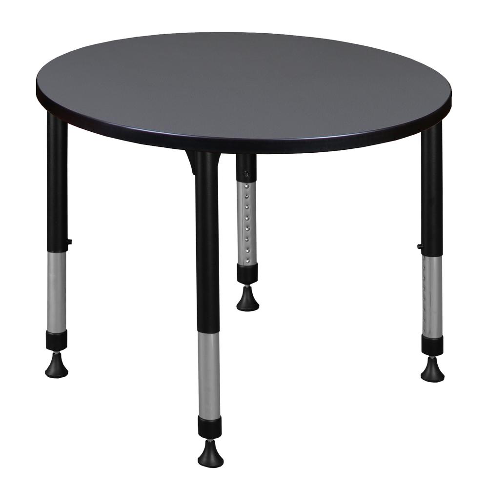 Kee 30" Round Height Adjustable Classroom Table - Grey. The main picture.