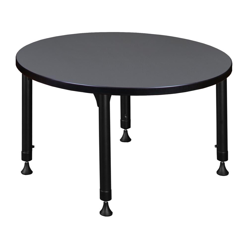Kee 30" Round Height Adjustable Classroom Table - Grey. Picture 2