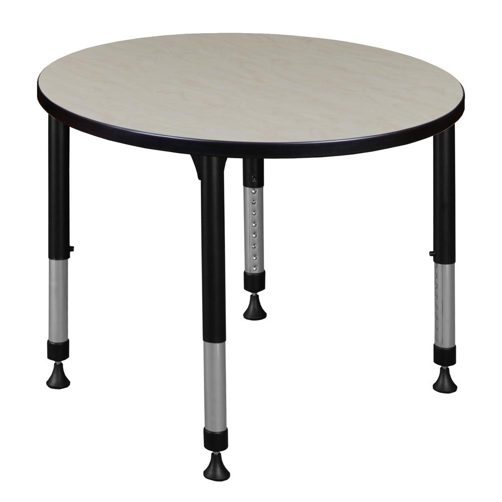 Kee 30" Round Height Adjustable Classroom Table - Maple. Picture 1