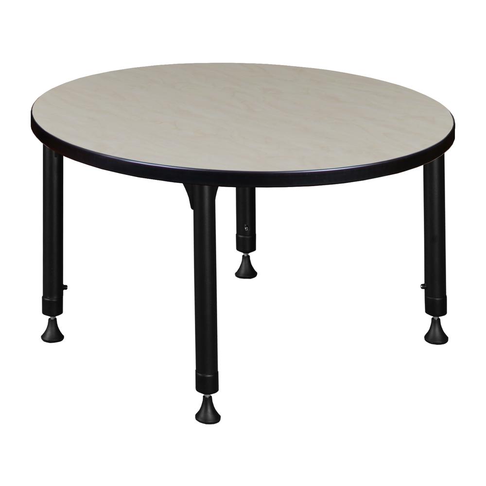 Kee 30" Round Height Adjustable Classroom Table - Maple. Picture 2