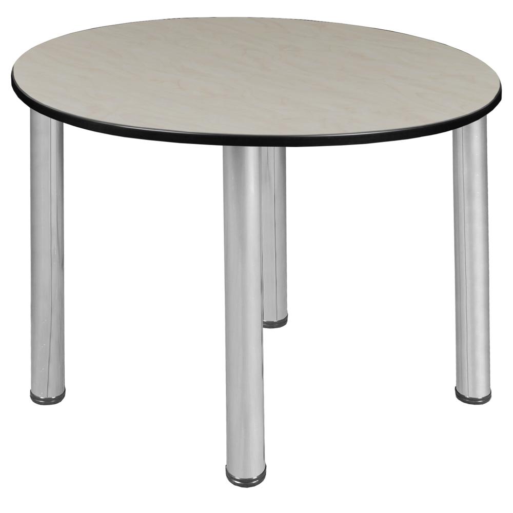 Kee 36" Round Slim Table - Maple/ Chrome. Picture 1