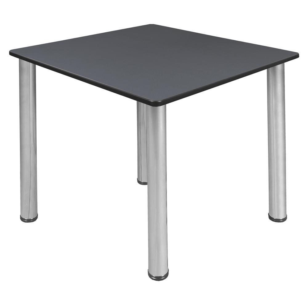 Kee 36" Square Slim Table - Grey/ Chrome. Picture 1