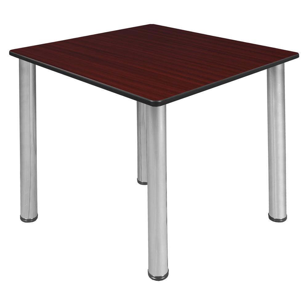 Kee 36" Square Slim Table - Mahogany/ Chrome. Picture 1