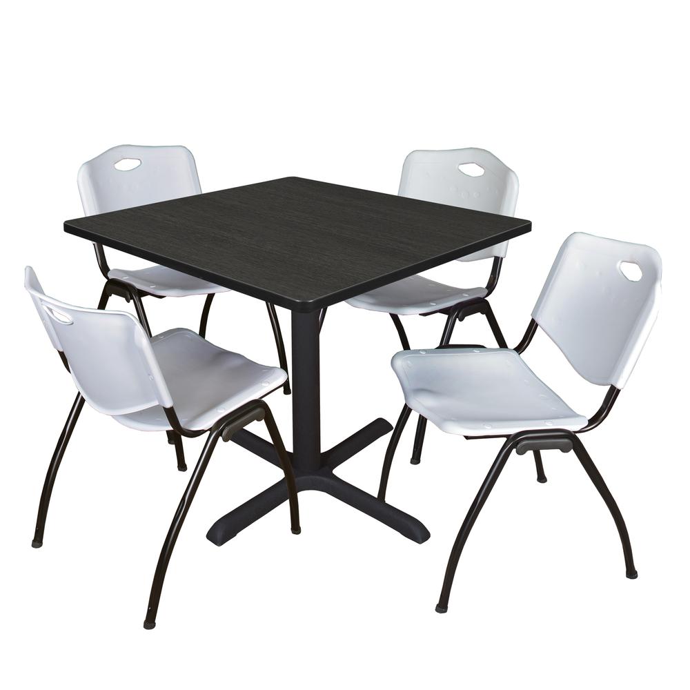Regency Cain 36 in. Square Breakroom Table- Ash Grey & 4 M Stack Chairs- Grey. Picture 1