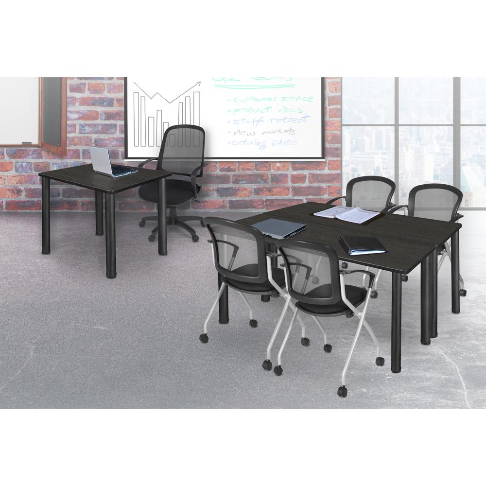 Kee 36" Square Breakroom Table- Ash Grey/ Black. Picture 5