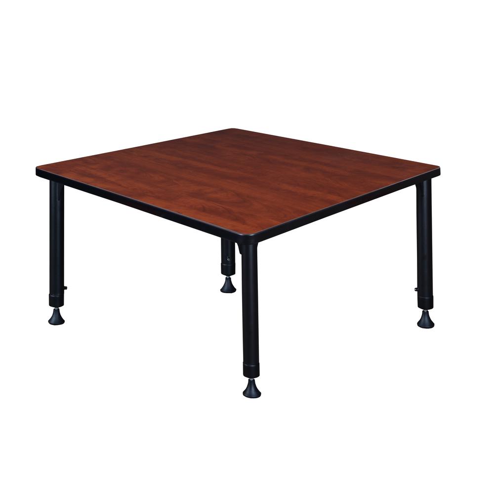 Kee 36" Square Height Adjustable Classroom Table - Cherry. Picture 3