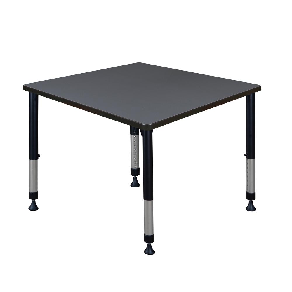 Kee 36" Square Height Adjustable Classroom Table - Grey. Picture 1