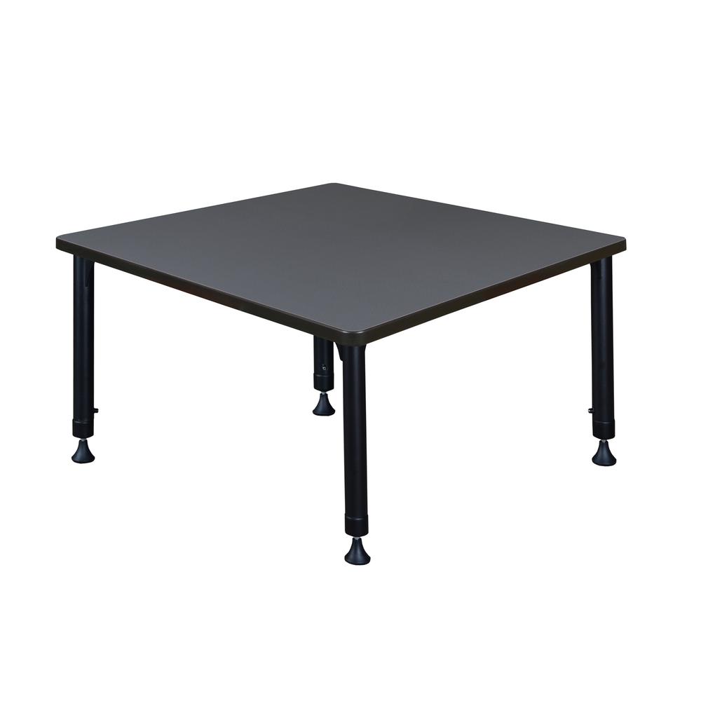 Kee 36" Square Height Adjustable Classroom Table - Grey. Picture 3
