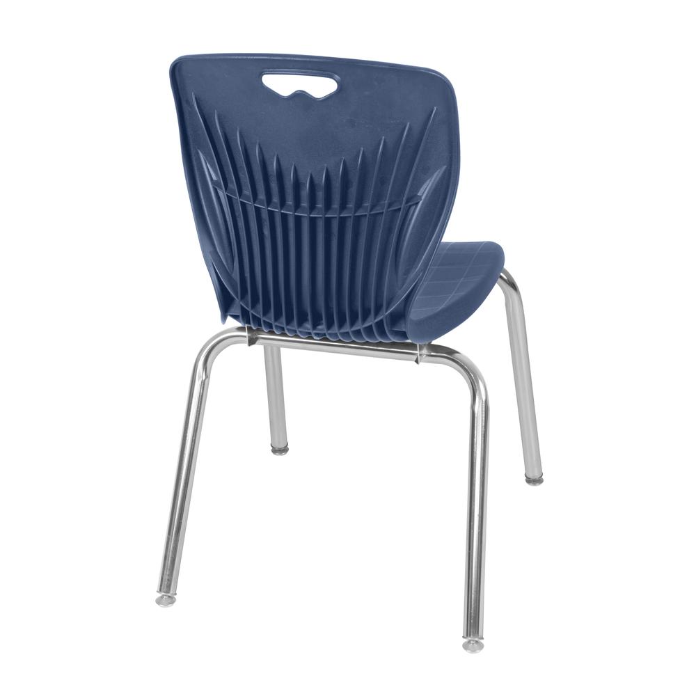 Kee 36" Square Height Adjustable Mobile Classroom Table - Grey &  4 Andy 18-in Stack Chairs- Navy Blue. Picture 6