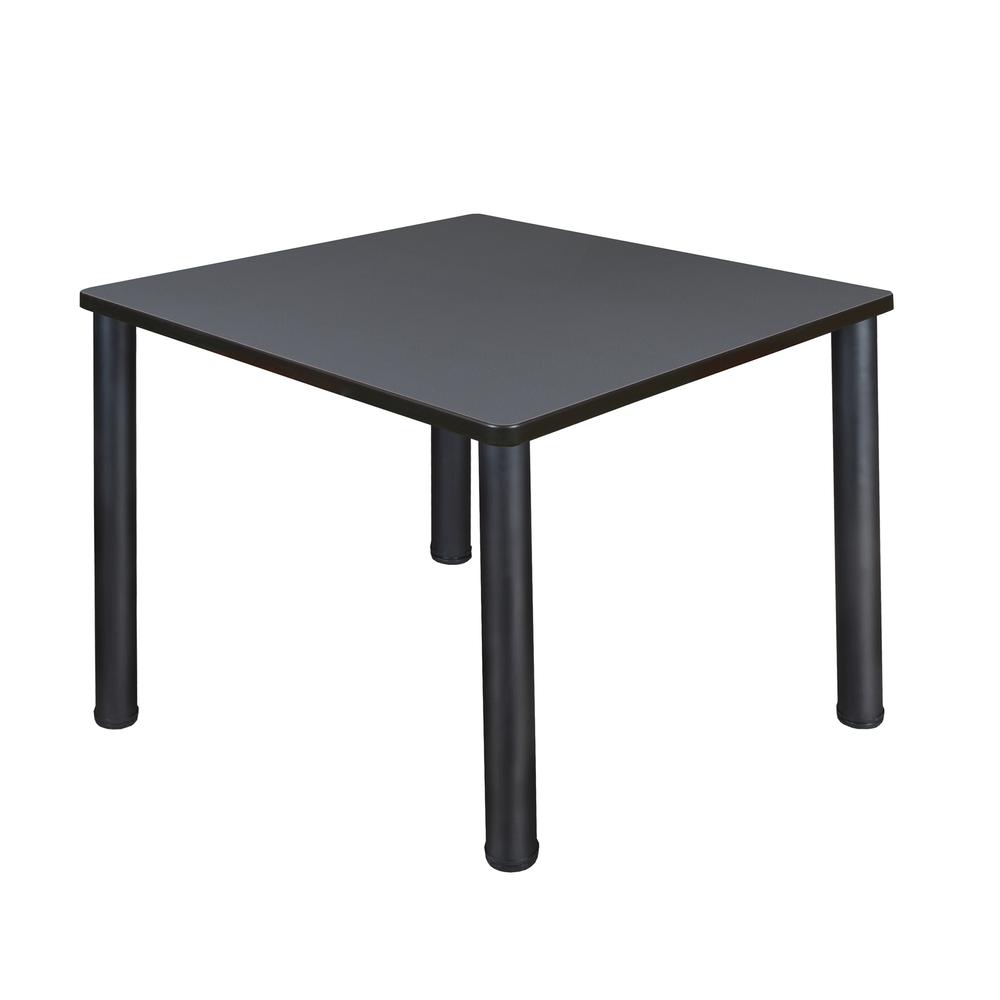 Kee 36" Square Breakroom Table- Grey/ Black. Picture 1