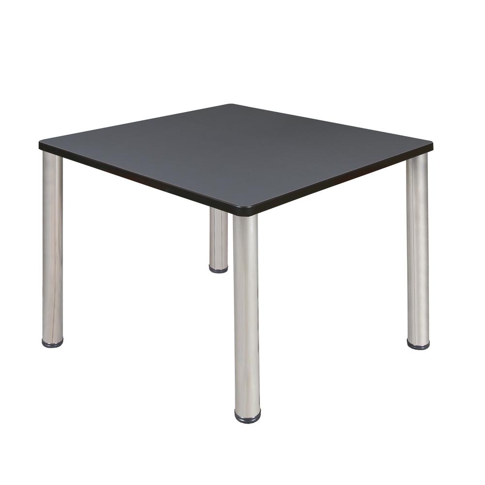 Kee 36" Square Breakroom Table- Grey/ Chrome. Picture 1