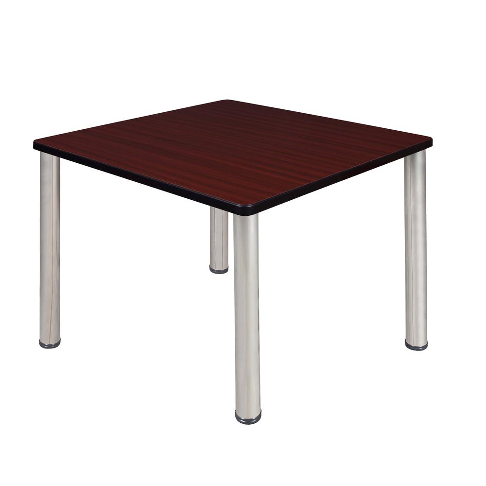 Kee 36" Square Breakroom Table- Mahogany/ Chrome. Picture 1
