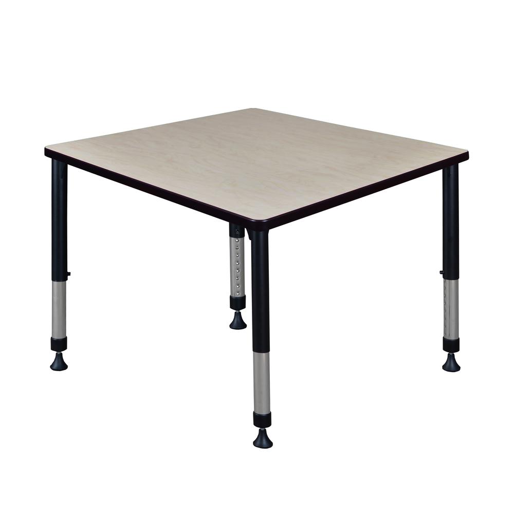 Kee 36" Square Height Adjustable Classroom Table - Maple. Picture 1