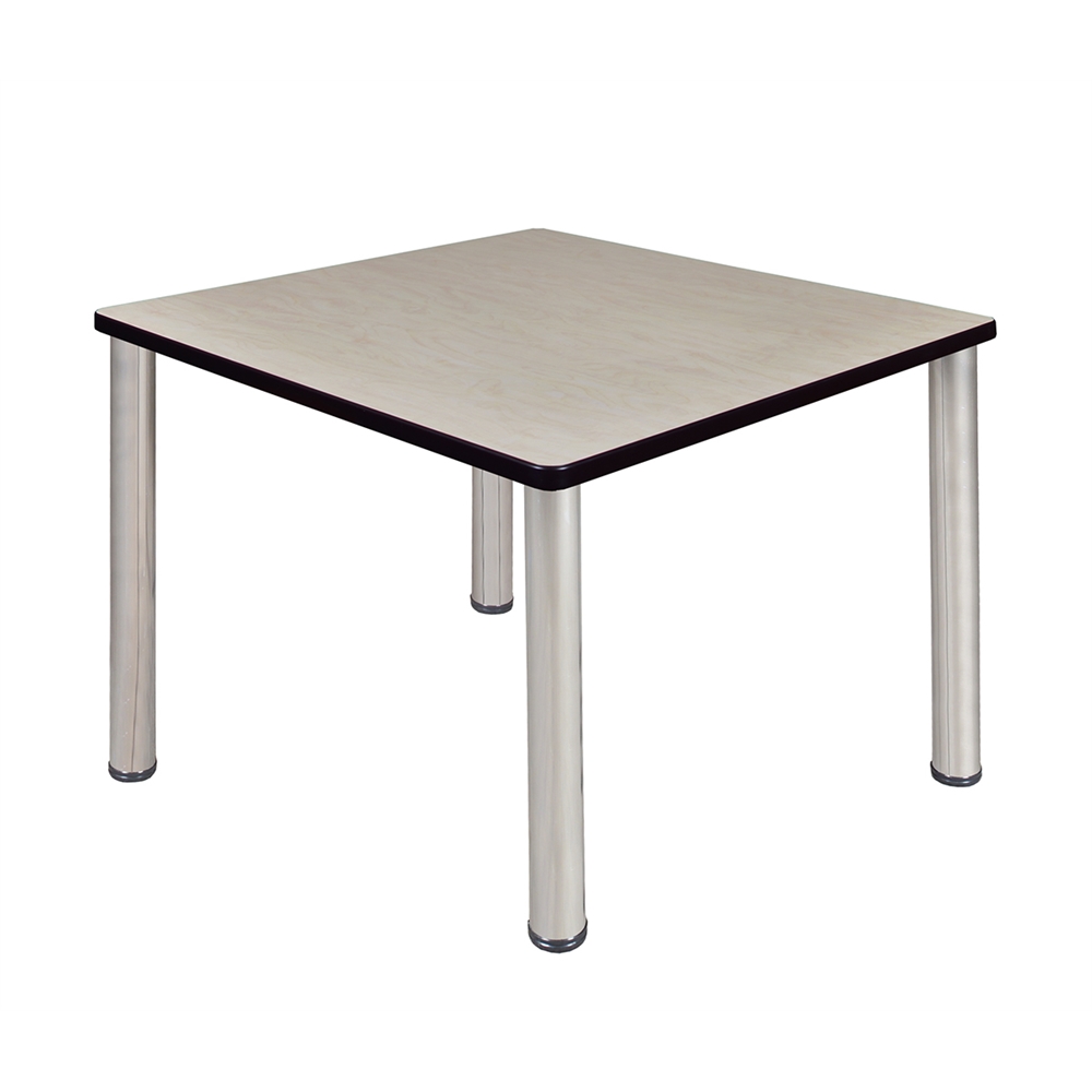 Kee 36" Square Breakroom Table- Maple/ Chrome. Picture 1
