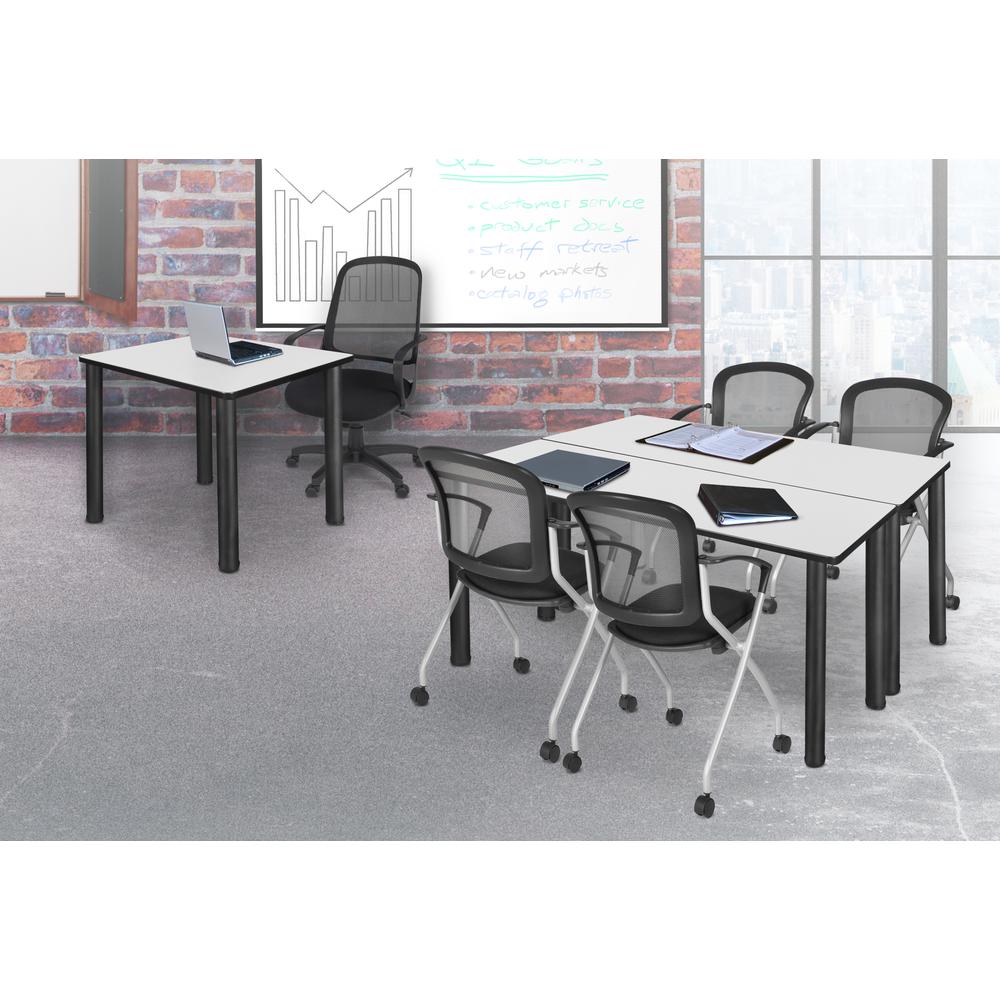 Kee 36" Square Breakroom Table- White/ Black. Picture 3