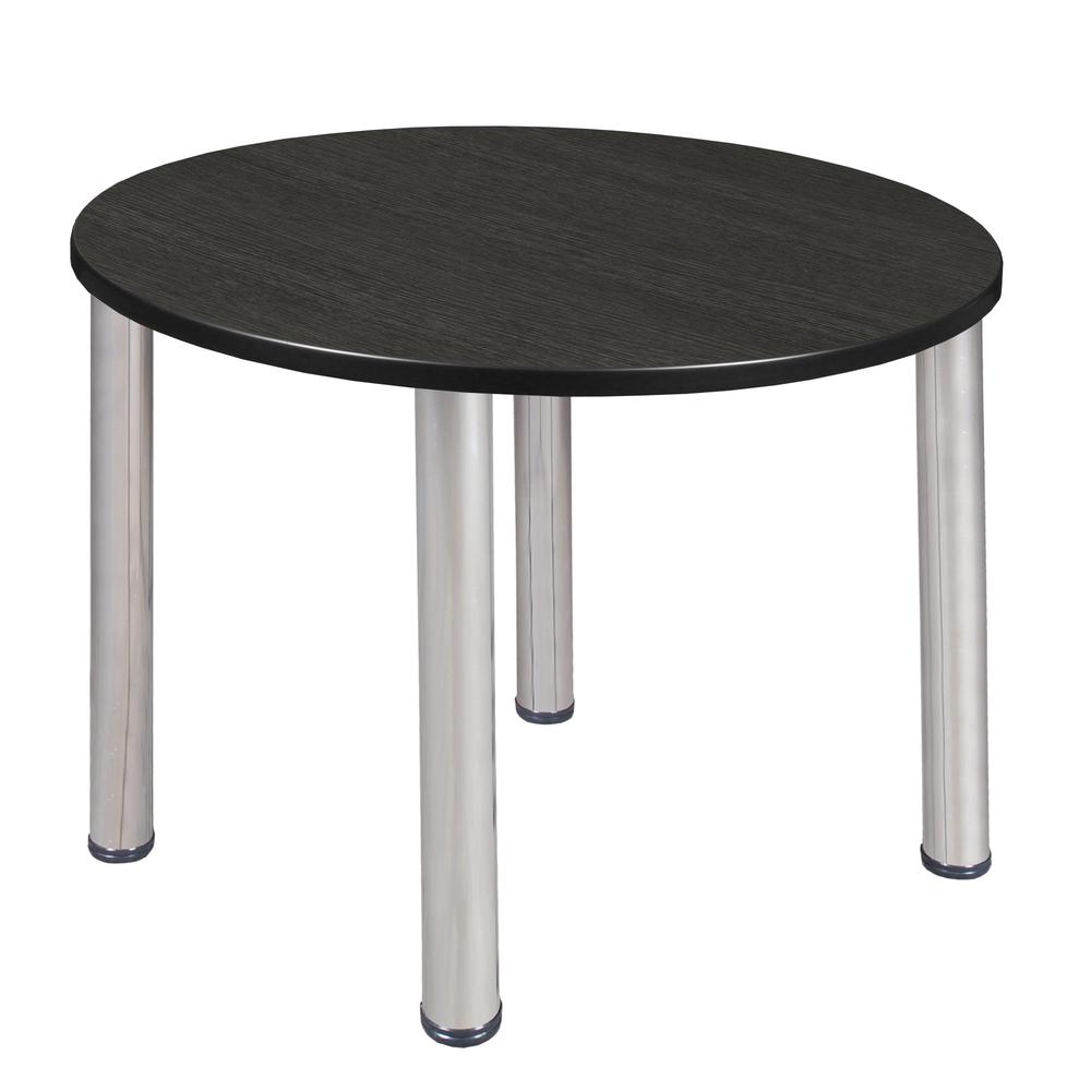 Kee 36" Round Breakroom Table- Ash Grey/ Chrome. Picture 1