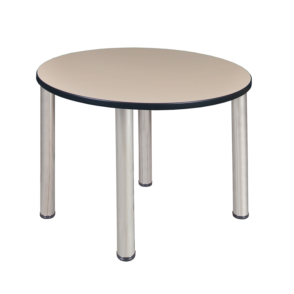 Kee 36" Round Breakroom Table- Beige/ Chrome. The main picture.