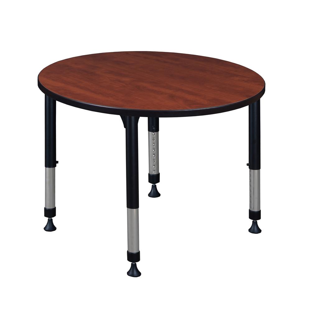 Kee 36" Round Height Adjustable Classroom Table - Cherry. Picture 1