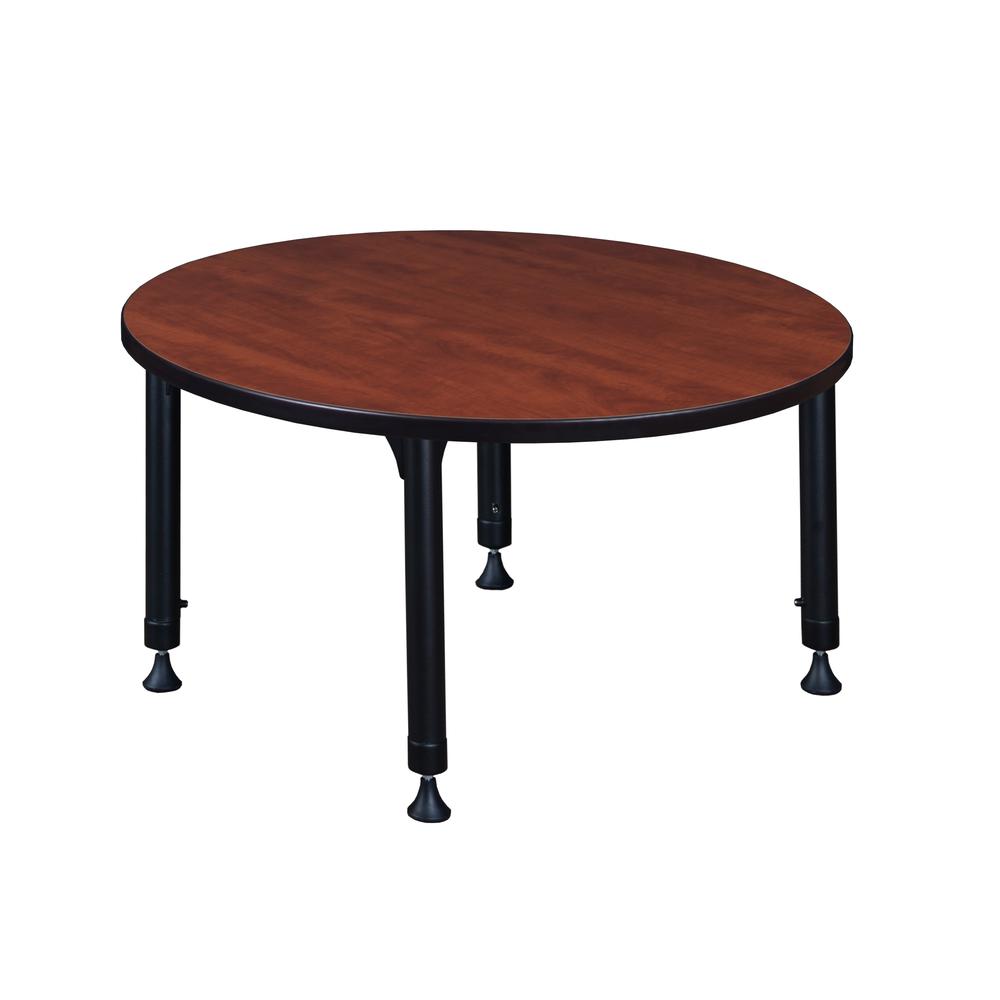 Kee 36" Round Height Adjustable Classroom Table - Cherry. Picture 2