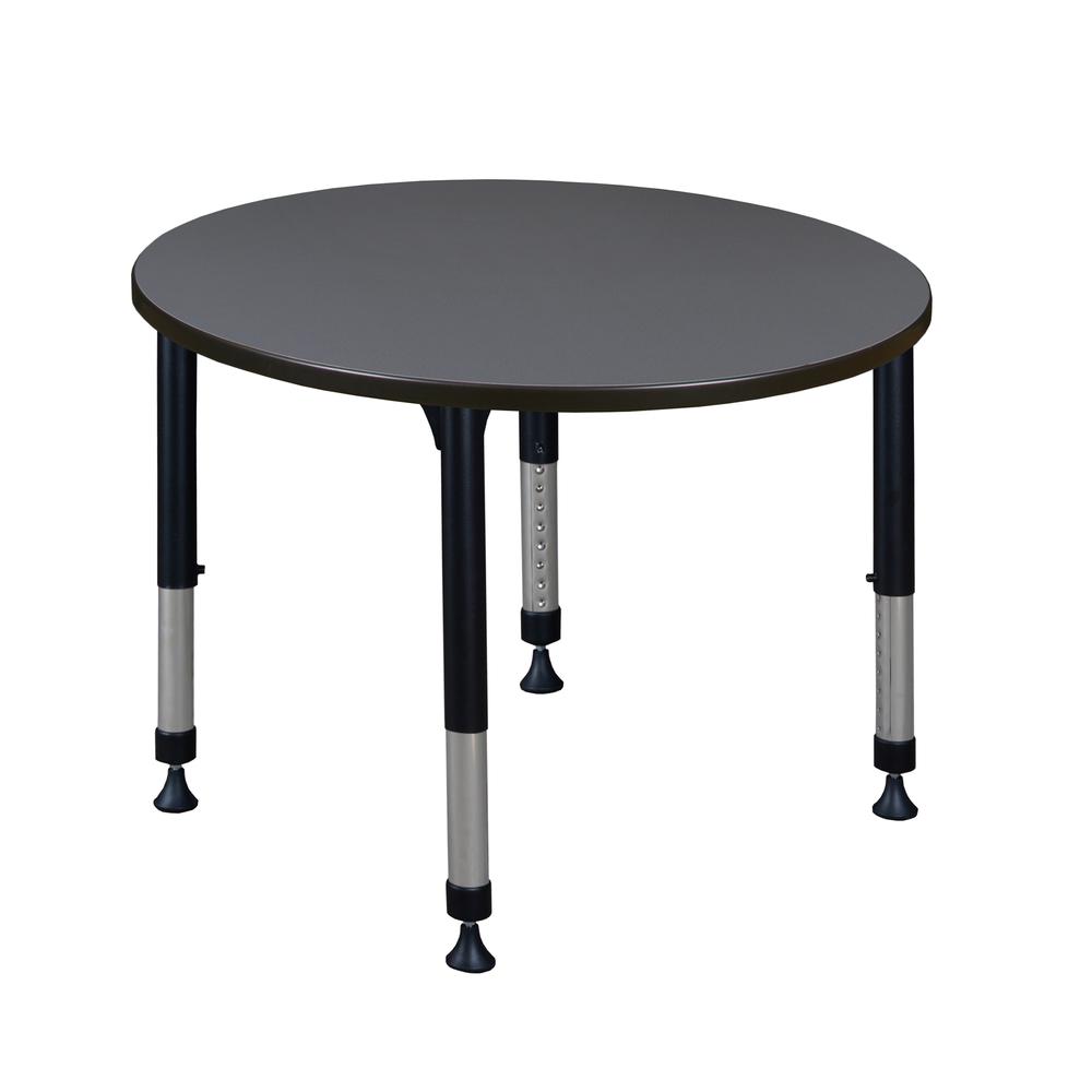 Kee 36" Round Height Adjustable Classroom Table - Grey. Picture 1