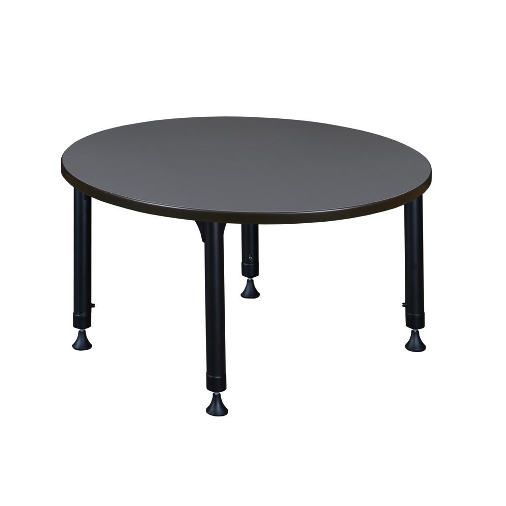 Kee 36" Round Height Adjustable Classroom Table - Grey. Picture 2