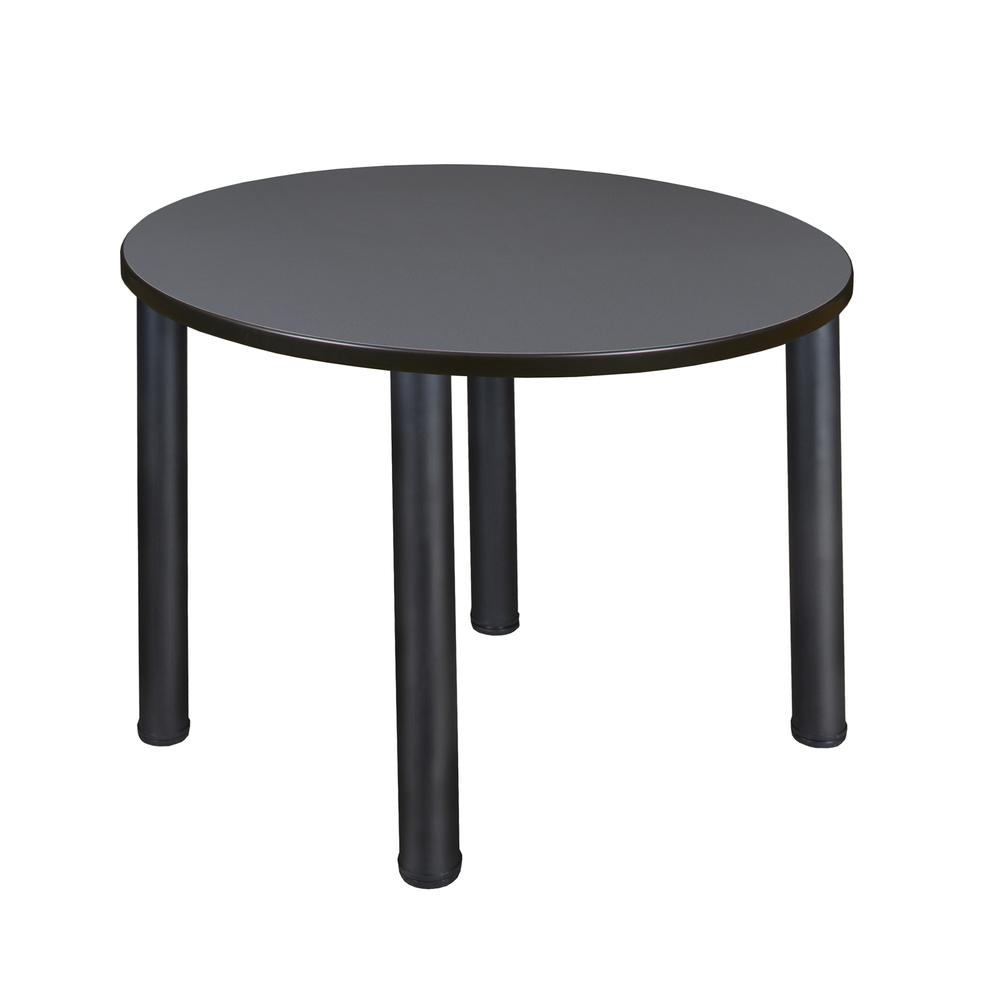 Kee 36" Round Breakroom Table- Grey/ Black. Picture 1