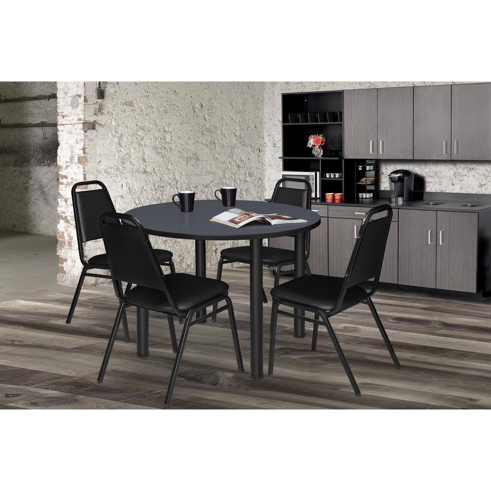 Kee 36" Round Breakroom Table- Grey/ Black. Picture 3
