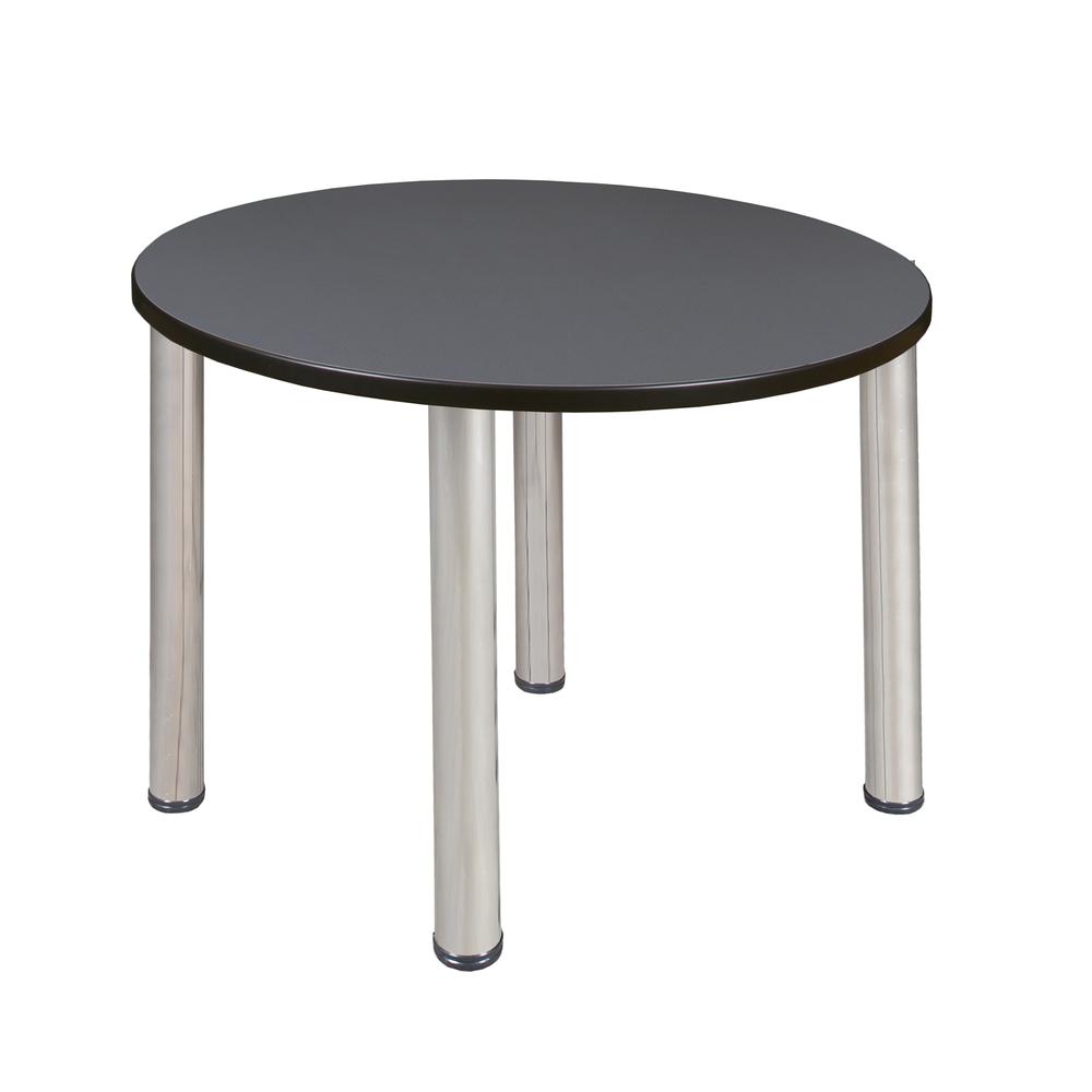 Kee 36" Round Breakroom Table- Grey/ Chrome. The main picture.