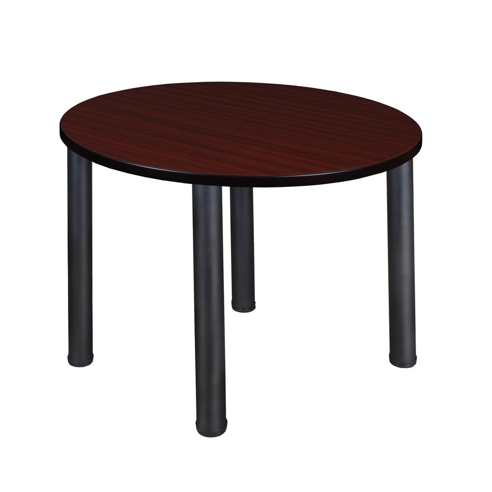 Kee 36" Round Breakroom Table- Mahogany/ Black. Picture 1