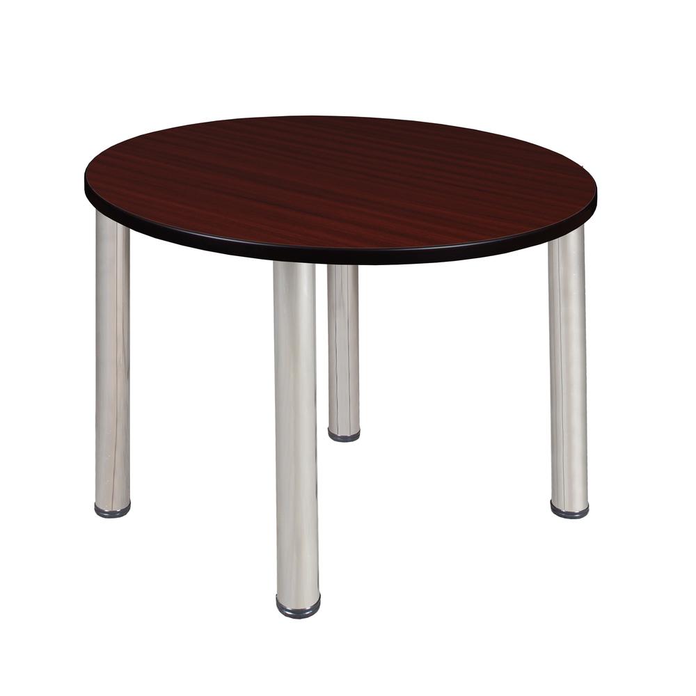 Kee 36" Round Breakroom Table- Mahogany/ Chrome. Picture 1