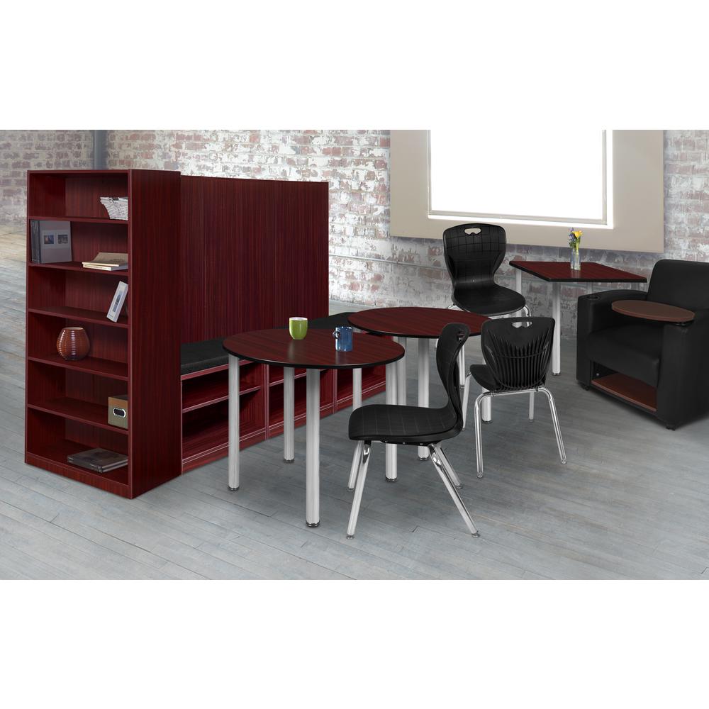 Kee 36" Round Breakroom Table- Mahogany/ Chrome. Picture 3