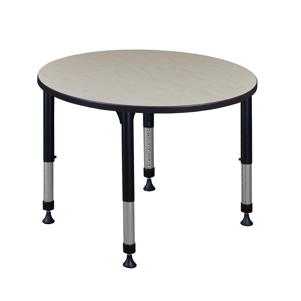 Kee 36" Round Height Adjustable Classroom Table - Maple. Picture 1