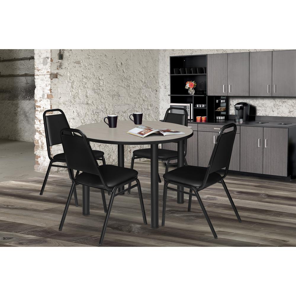 Kee 36" Round Breakroom Table- Maple/ Black. Picture 3
