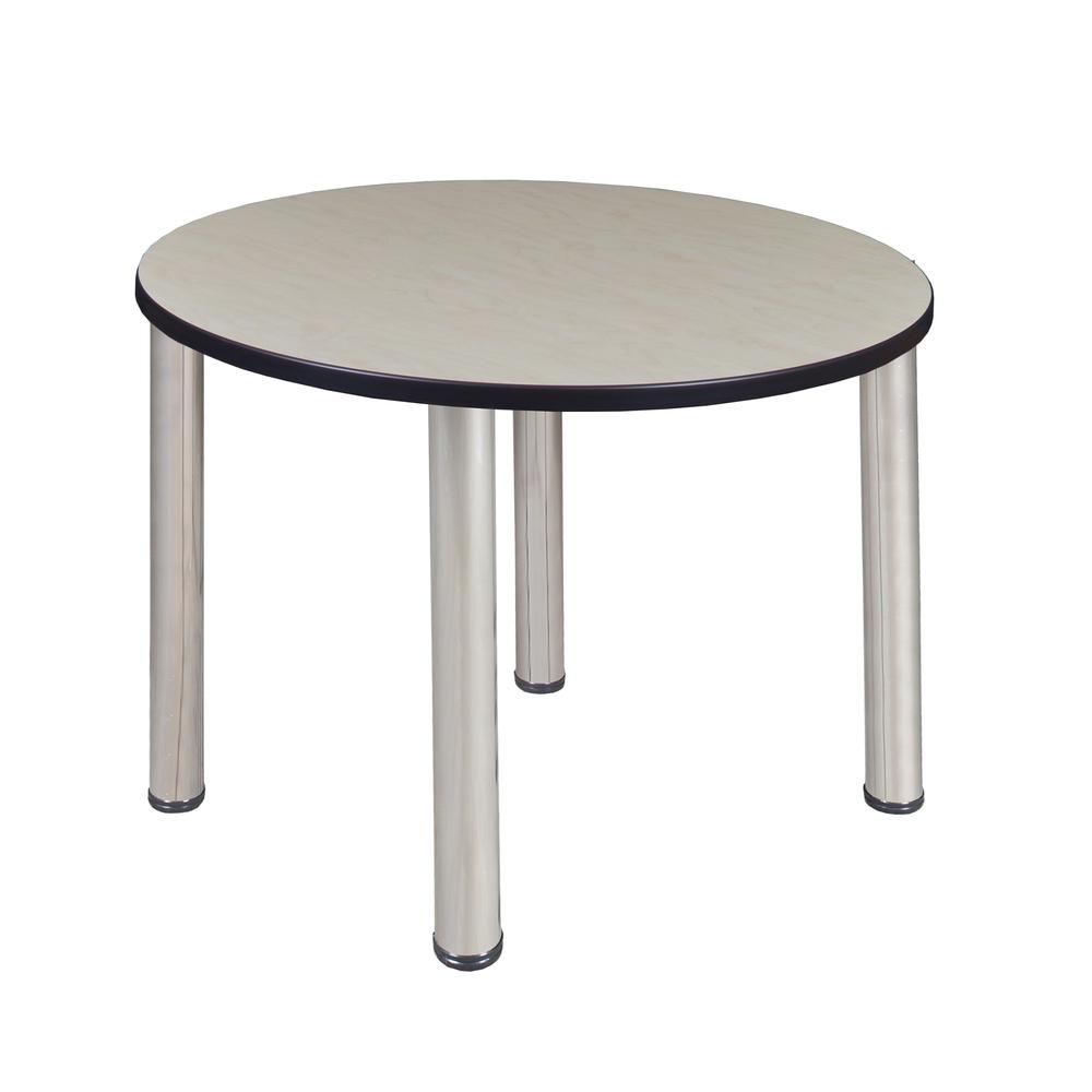 Kee 36" Round Breakroom Table- Maple/ Chrome. Picture 1