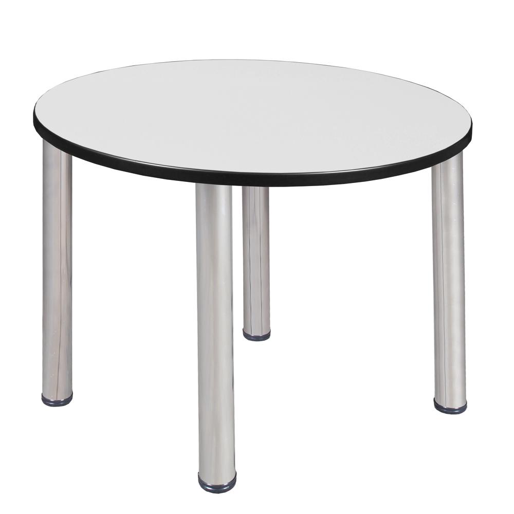 Kee 36" Round Breakroom Table- White/ Chrome. Picture 1