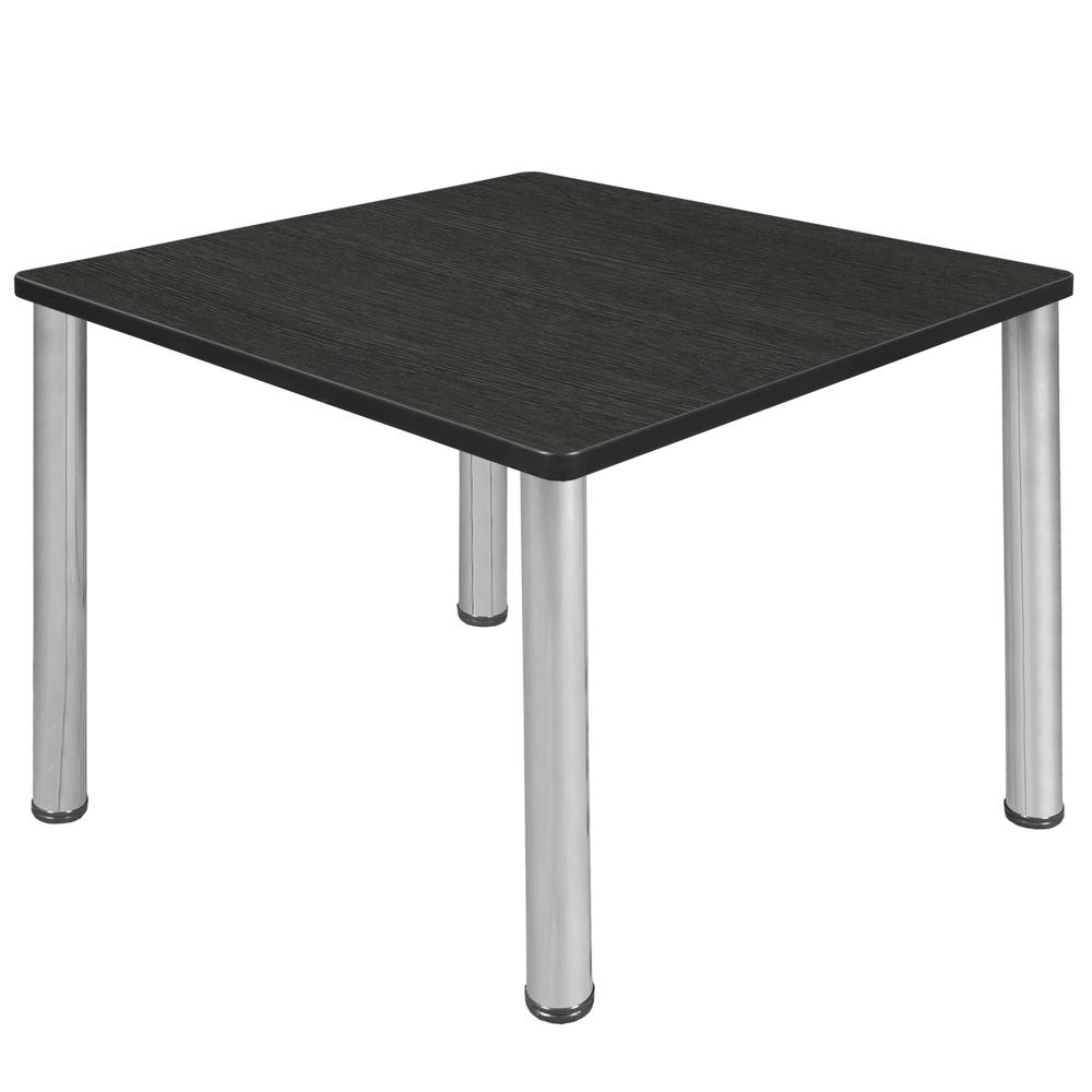 Kee 42" Square Breakroom Table- Ash Grey/ Chrome. Picture 1