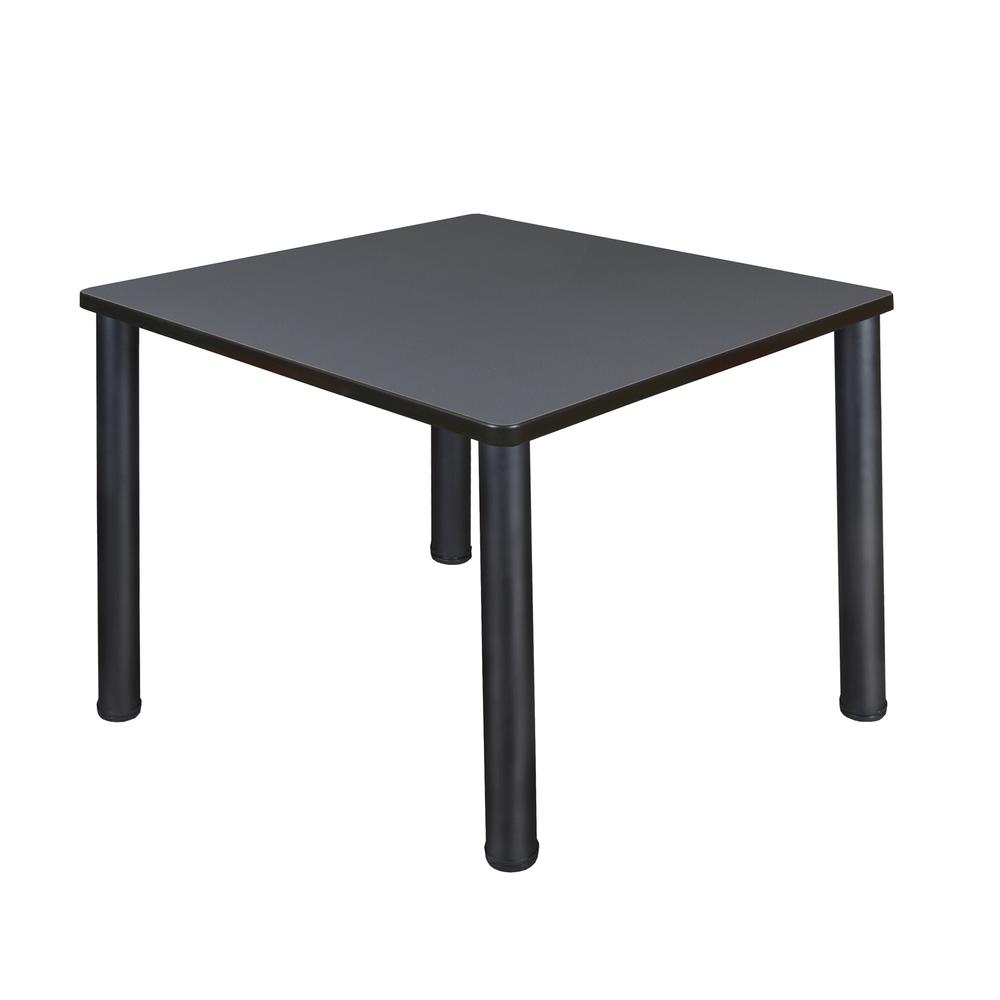 Kee 42" Square Breakroom Table- Grey/ Black. Picture 1