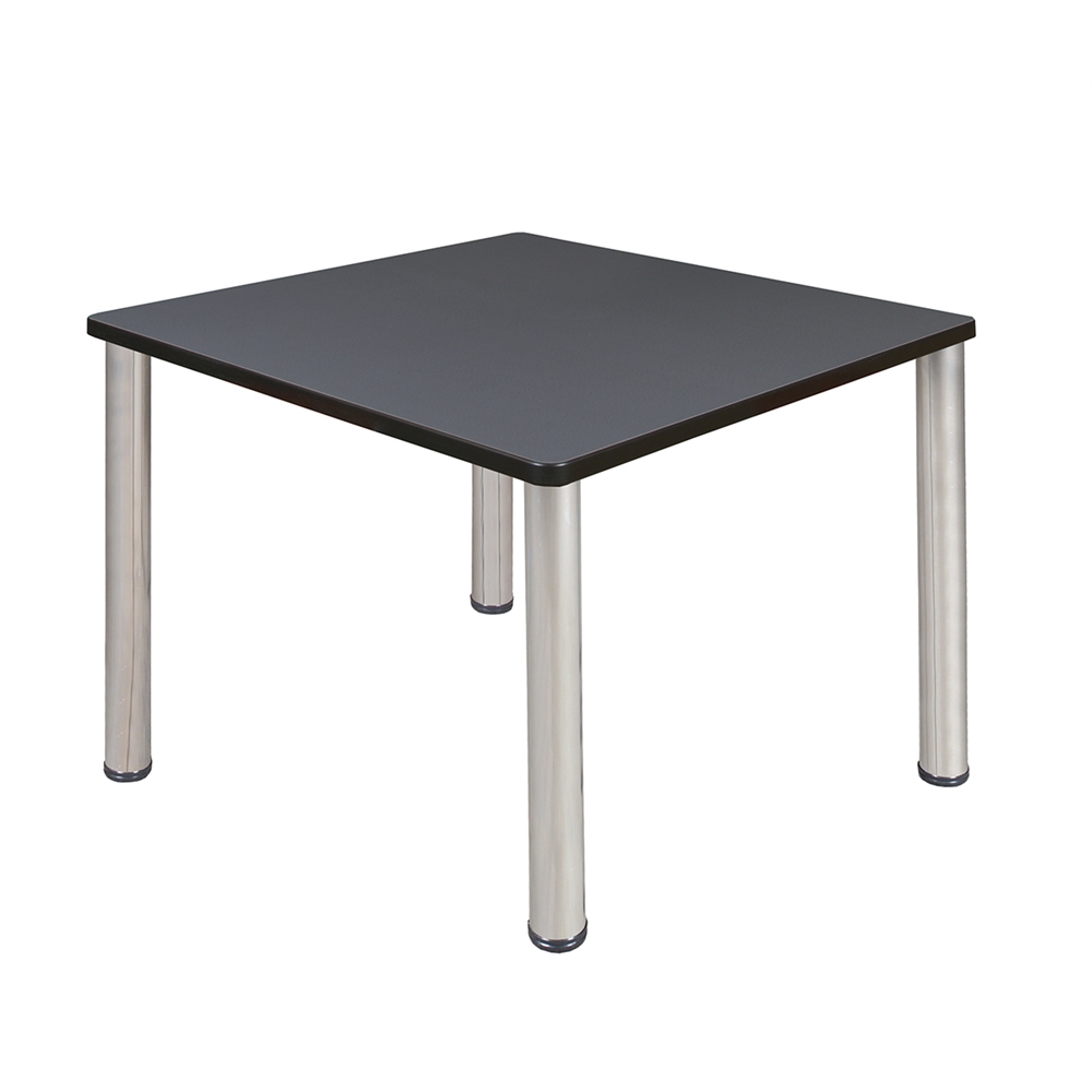 Kee 42" Square Breakroom Table- Grey/ Chrome. Picture 1