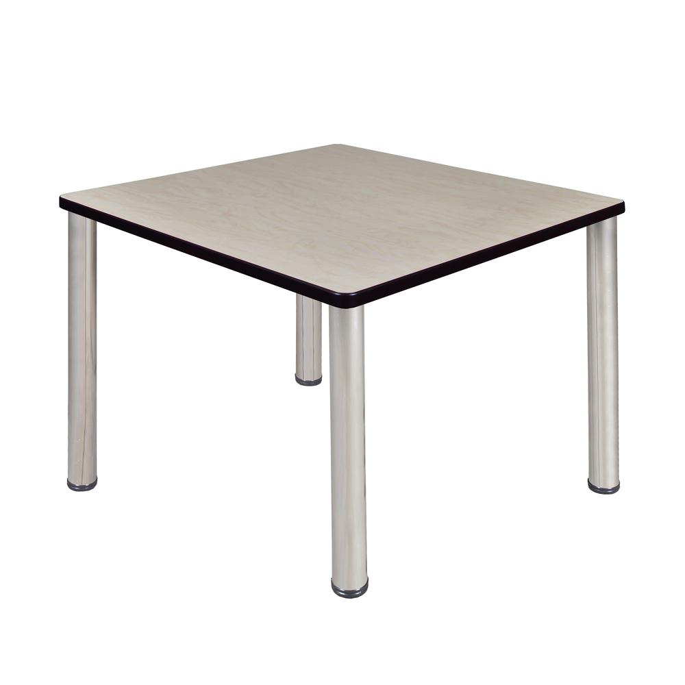 Kee 42" Square Breakroom Table- Maple/ Chrome. Picture 1