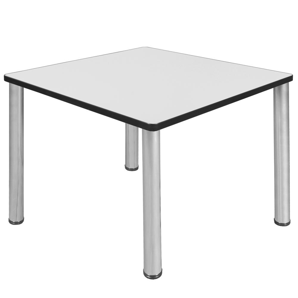 Kee 42" Square Breakroom Table- White/ Chrome. Picture 1