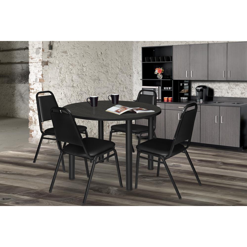 Kee 42" Round Breakroom Table- Ash Grey/ Black. Picture 3
