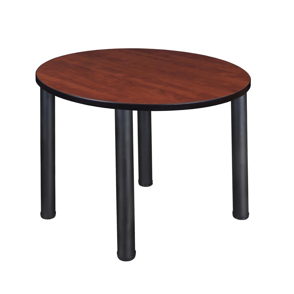 Kee 42" Round Breakroom Table- Cherry/ Black. Picture 1