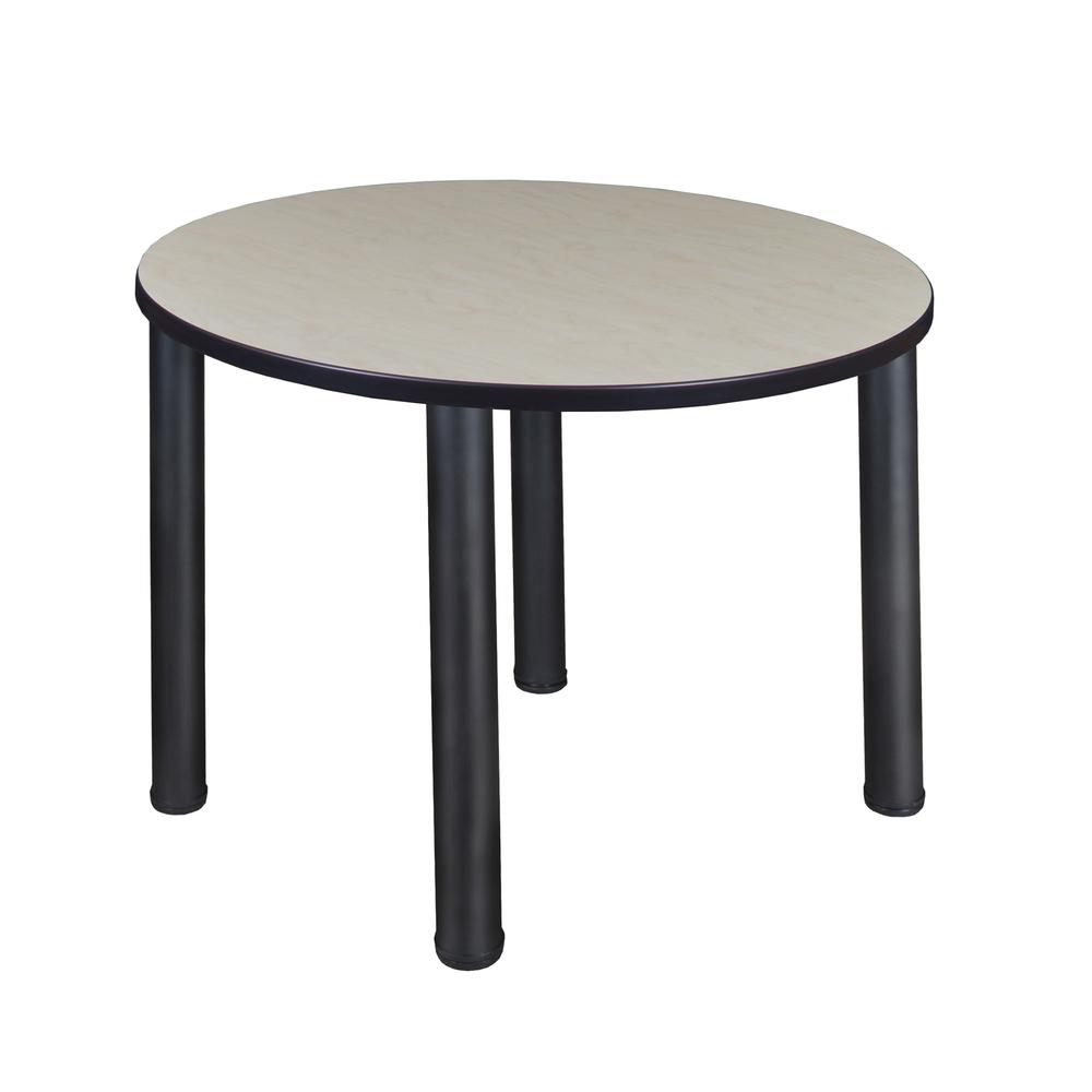 Kee 42" Round Breakroom Table- Maple/ Black. Picture 1