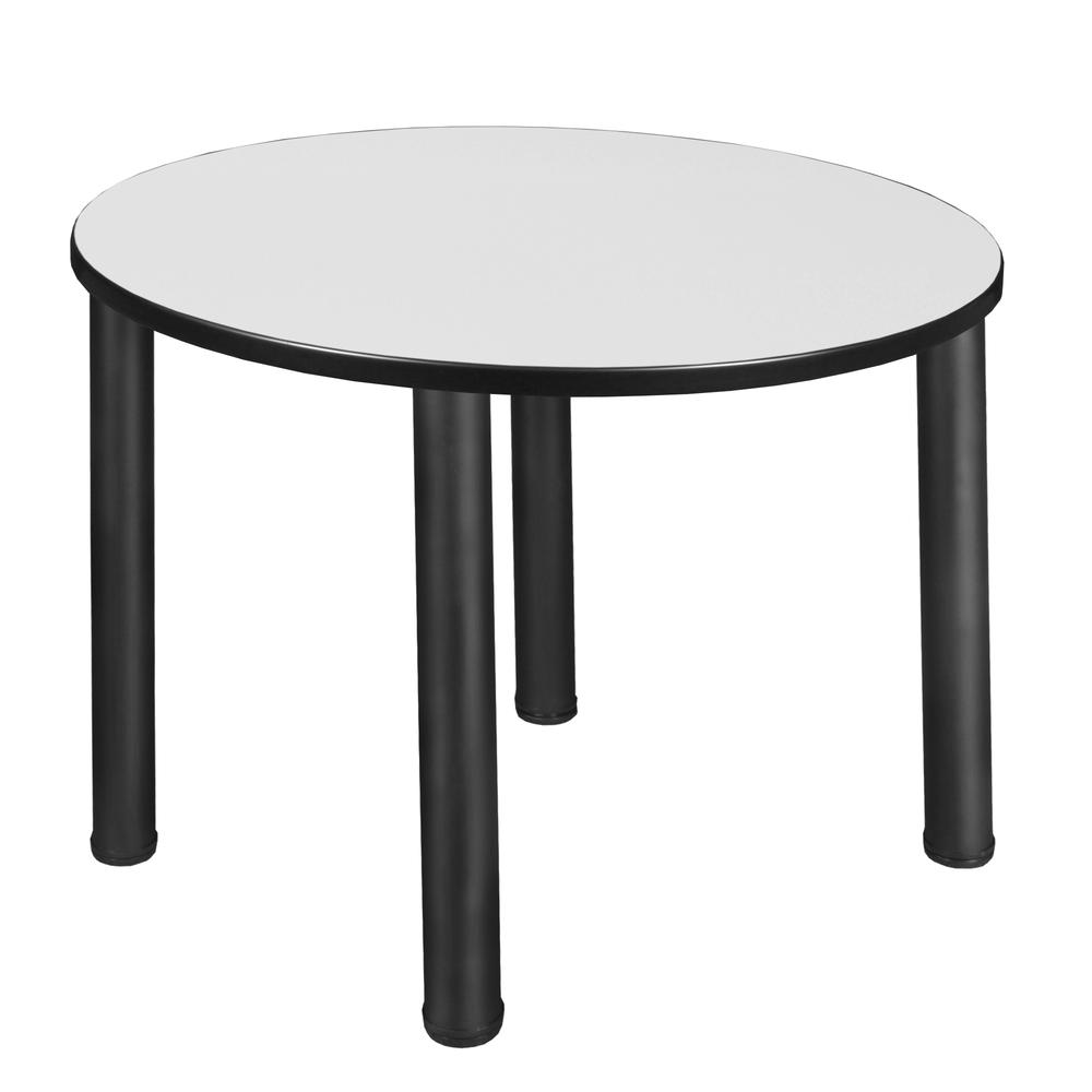 Kee 42" Round Breakroom Table- White/ Black. Picture 1